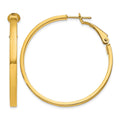 14k 3x40mm Polished Square Tube Round Hoop Earrings