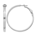 14k White Gold 3x40mm Polished Square Tube Round Hoop Earrings
