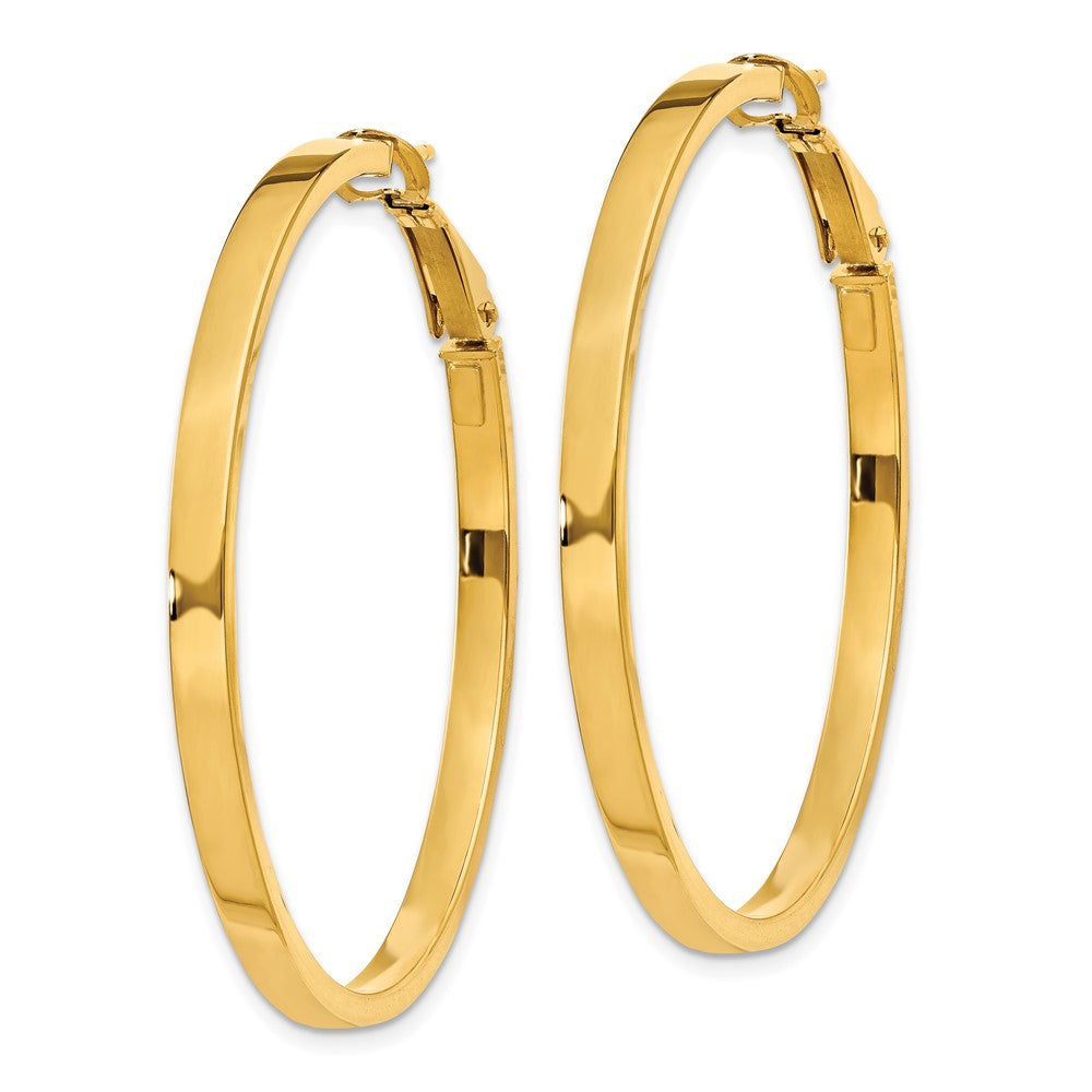 14k 3x45mm Polished Square Tube Round Hoop Earrings