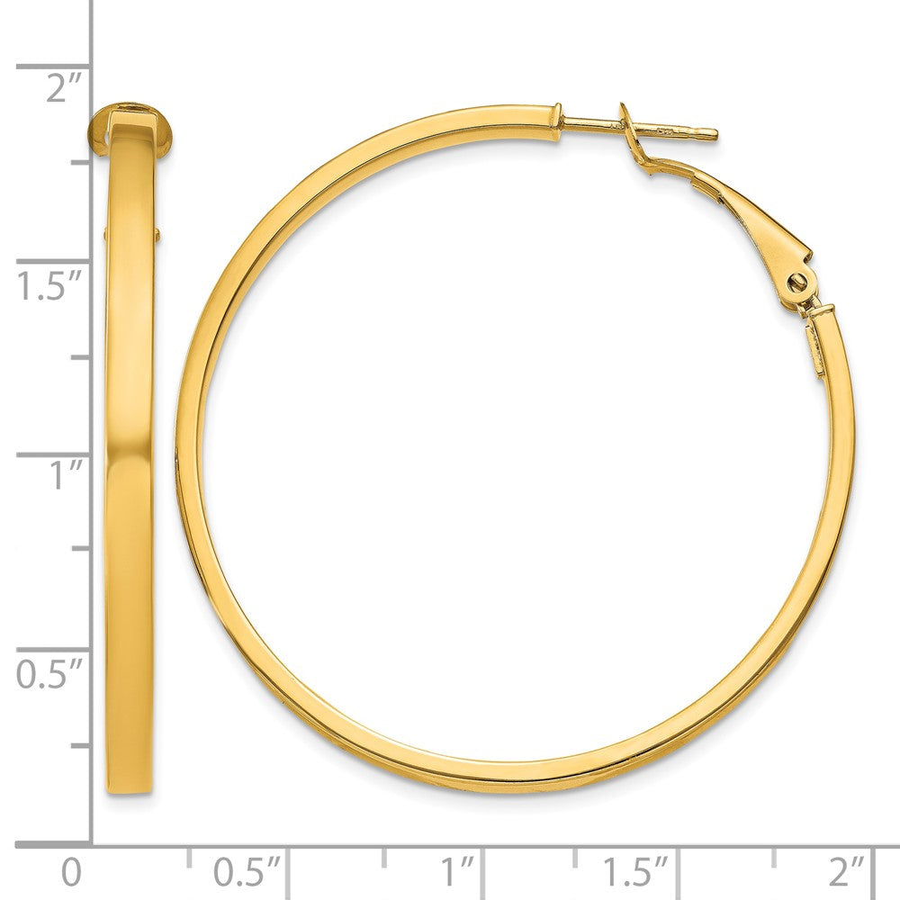 14k 3x45mm Polished Square Tube Round Hoop Earrings