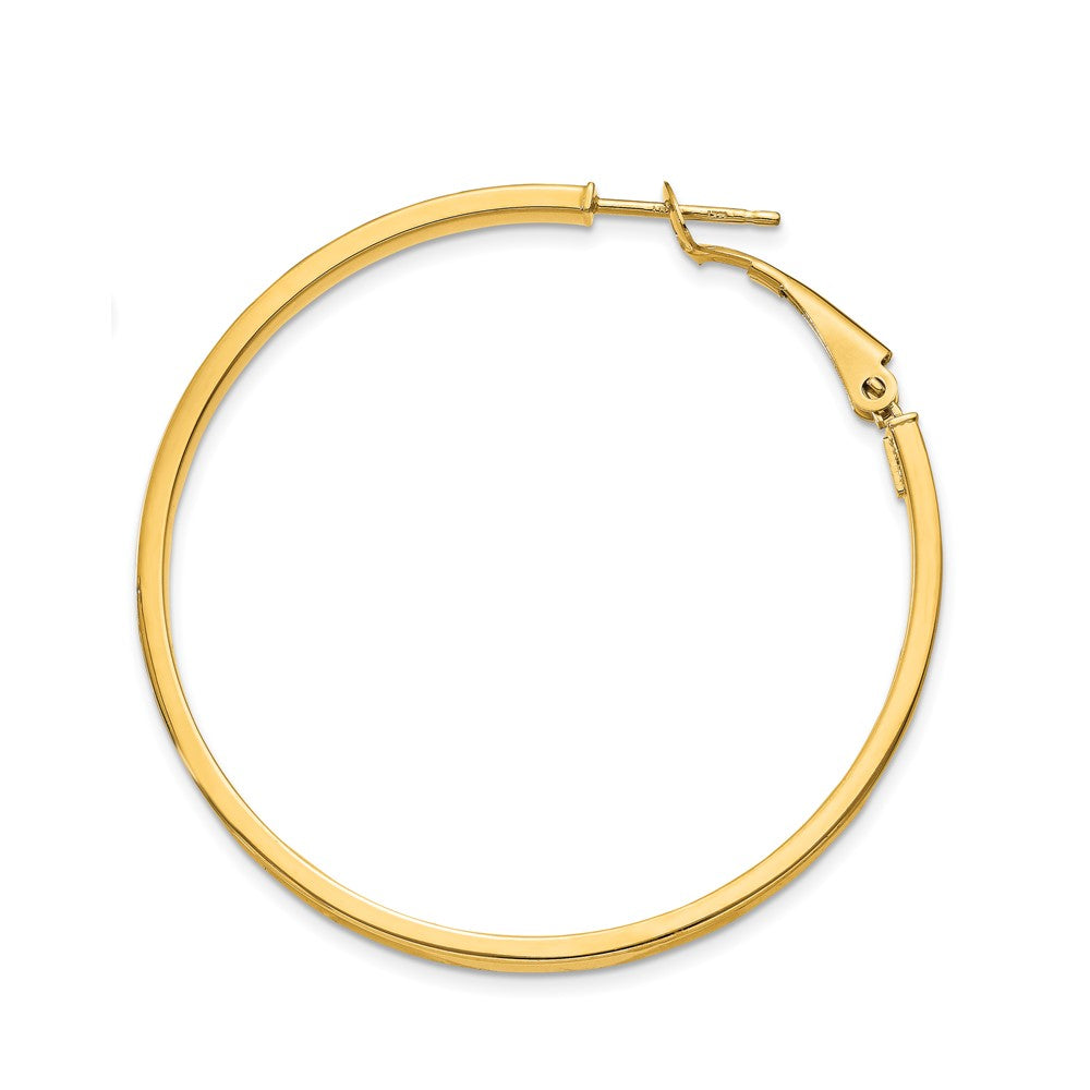 Single 14k 3x45mm Polished Square Tube Round Hoop Earring