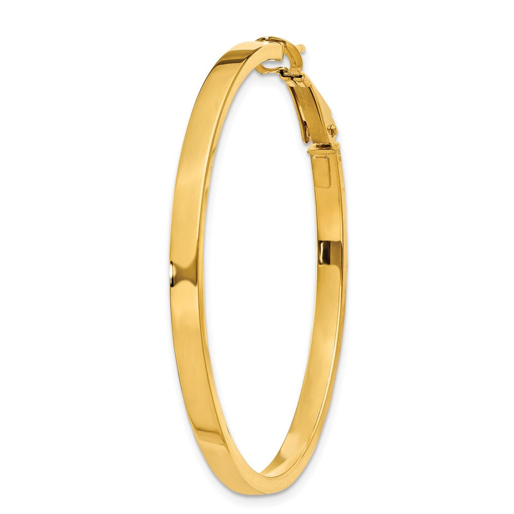 Single 14k 3x45mm Polished Square Tube Round Hoop Earring
