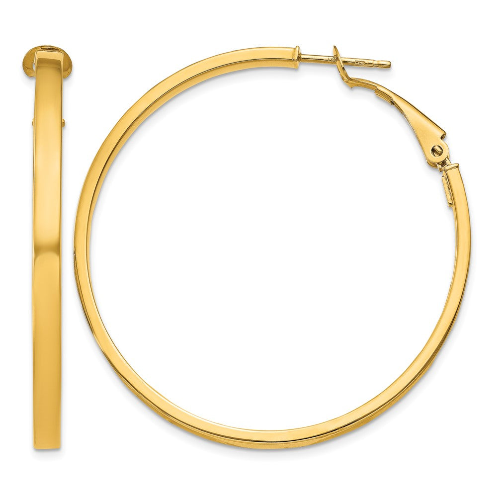 14k 3x45mm Polished Square Tube Round Hoop Earrings