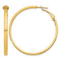 14k 3x45mm Polished Square Tube Round Hoop Earrings