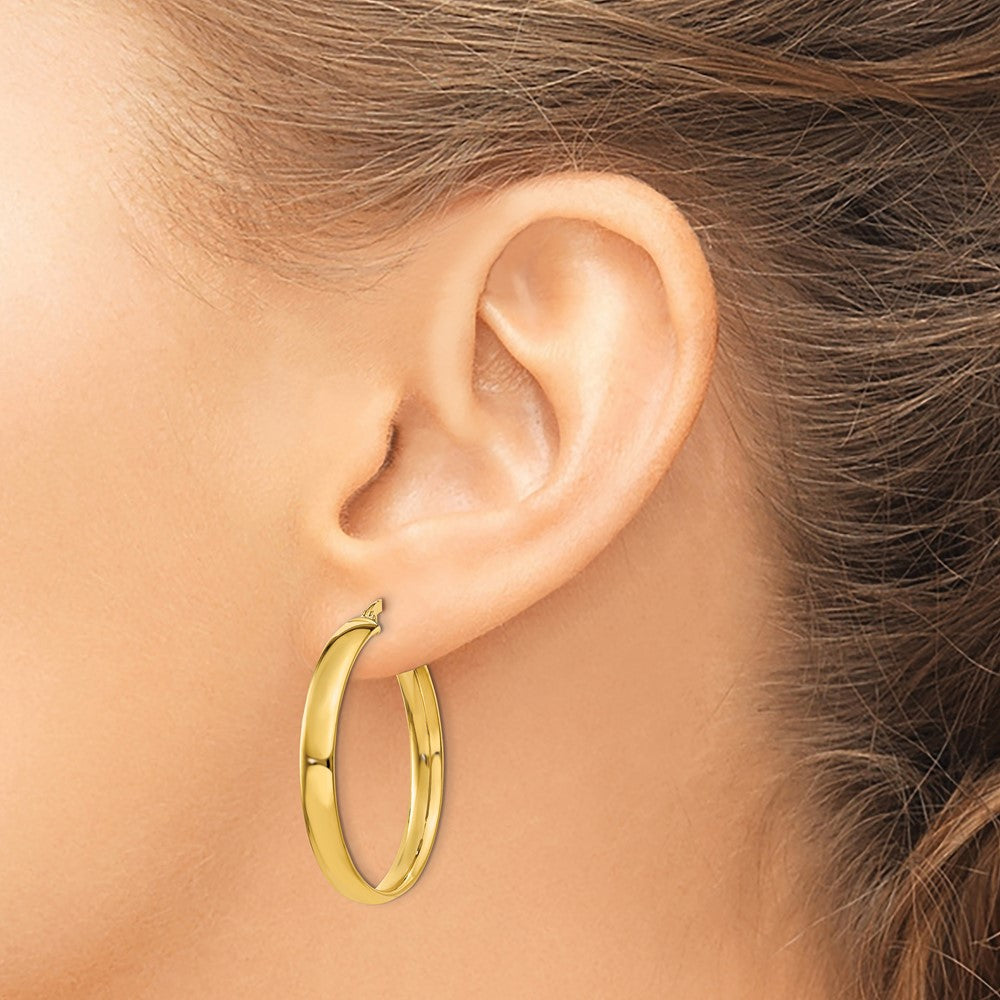 14k 4x25mm Polished Hoop Earrings