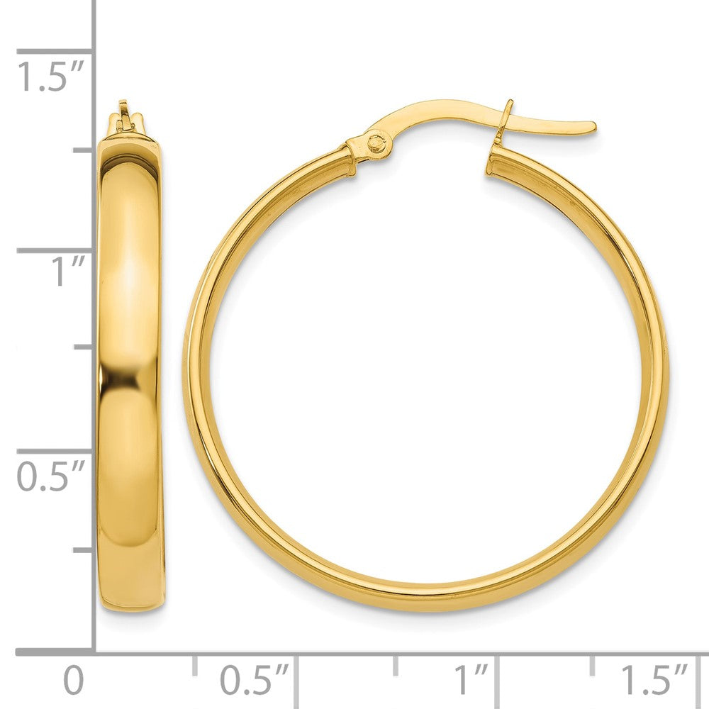 14k 4x25mm Polished Hoop Earrings