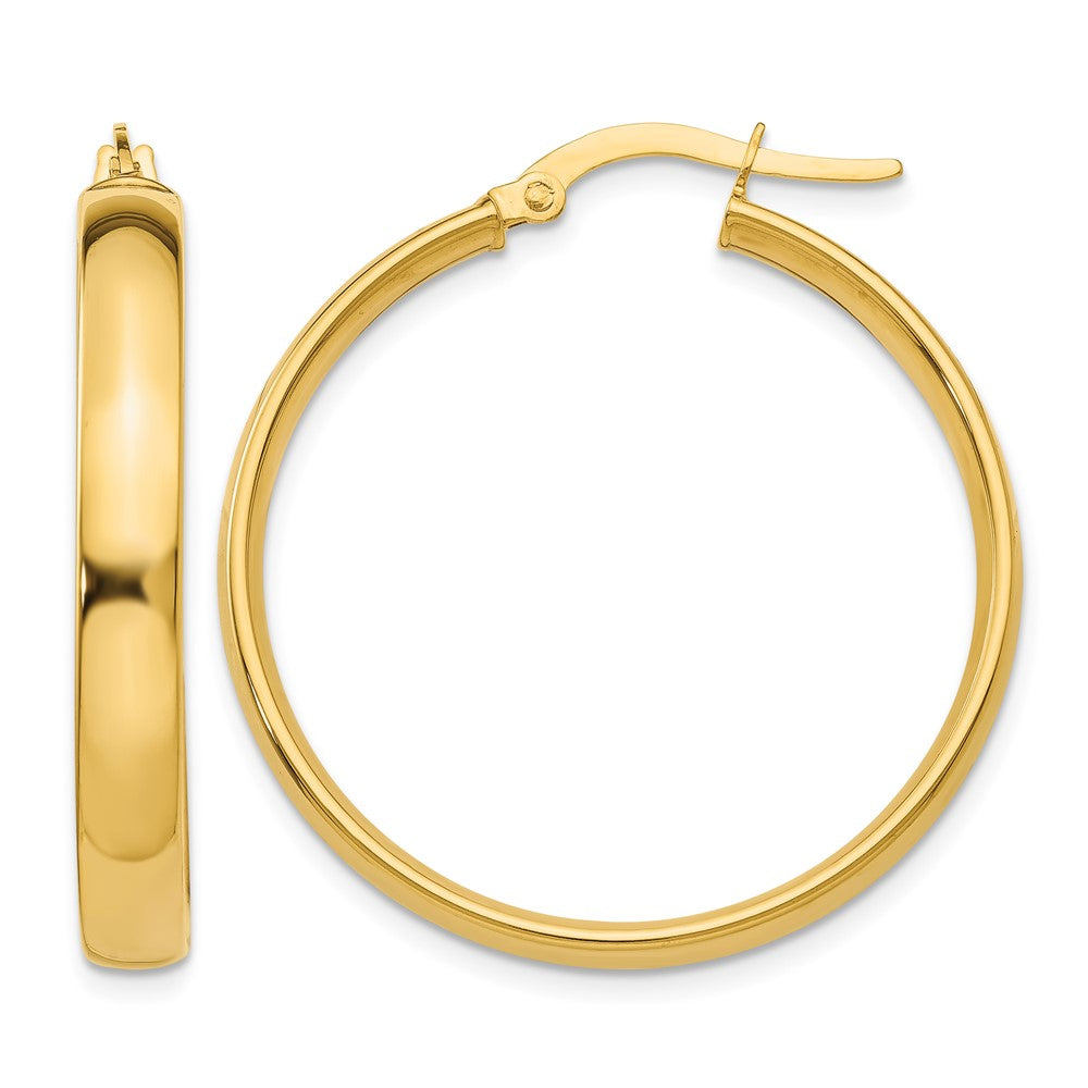 14k 4x25mm Polished Hoop Earrings