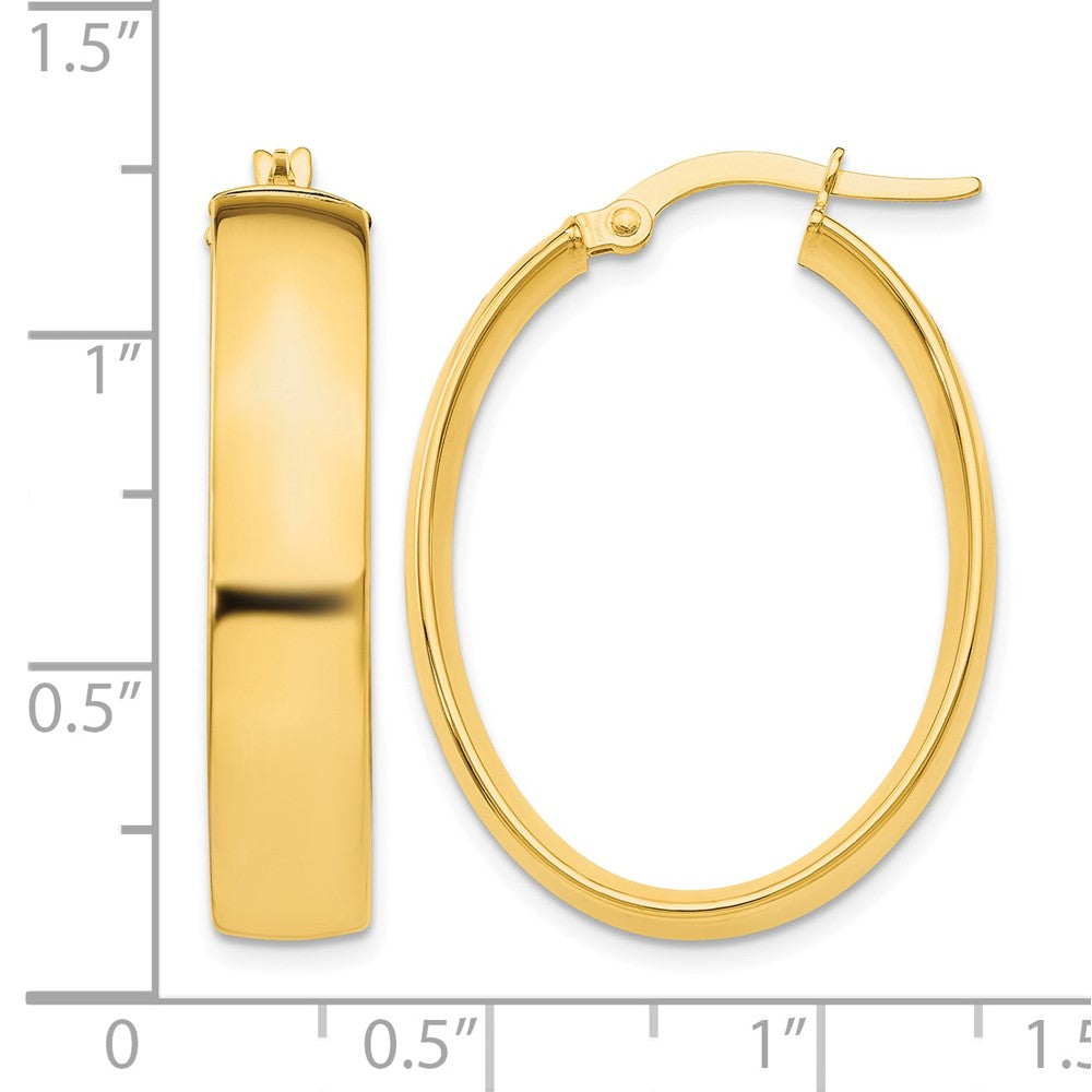 14k 5.75mm Polished Oval Hoop Earrings