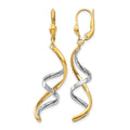 14K Two-tone Spiral Leverback Earrings