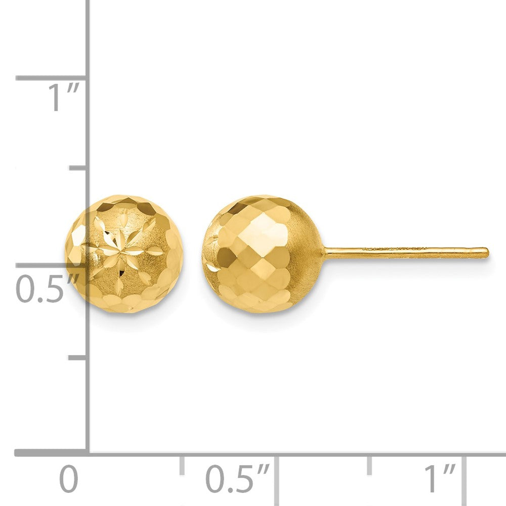14k 8mm Diamond-cut Mirror Ball Post Earrings