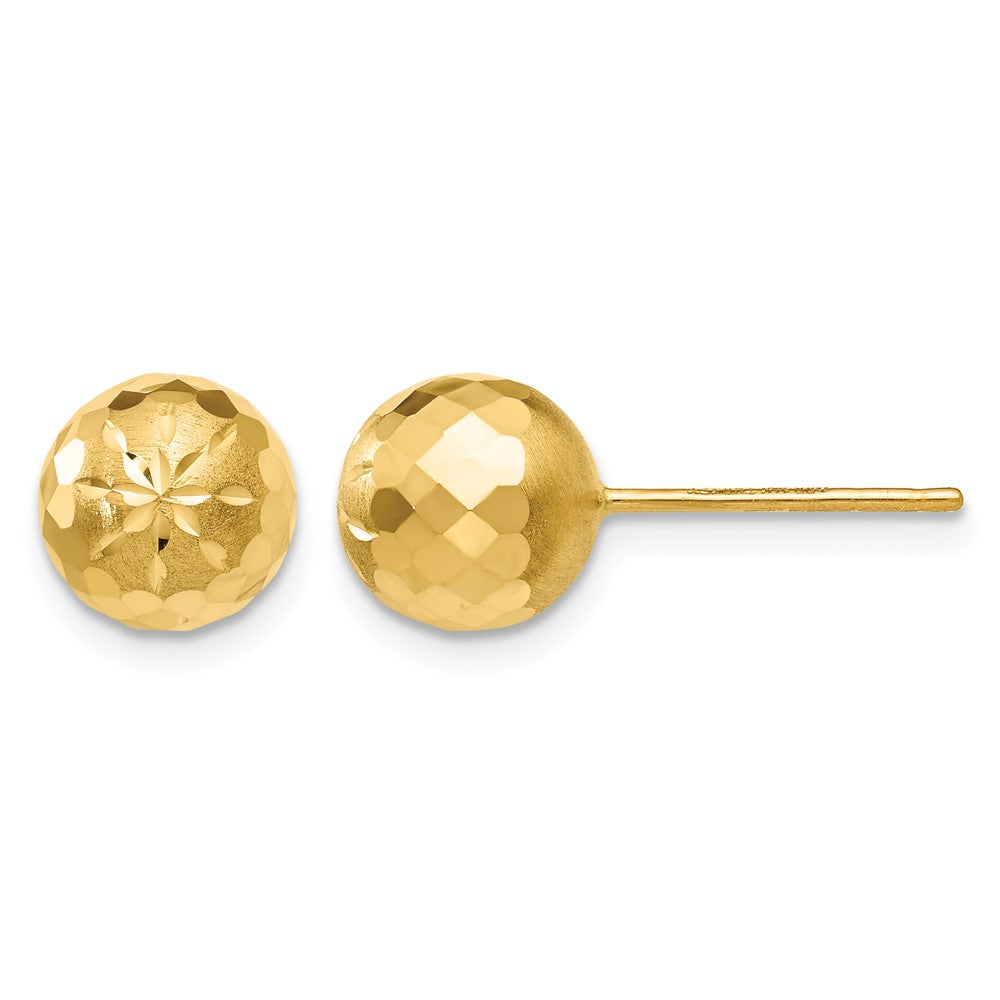 14k 8mm Diamond-cut Mirror Ball Post Earrings