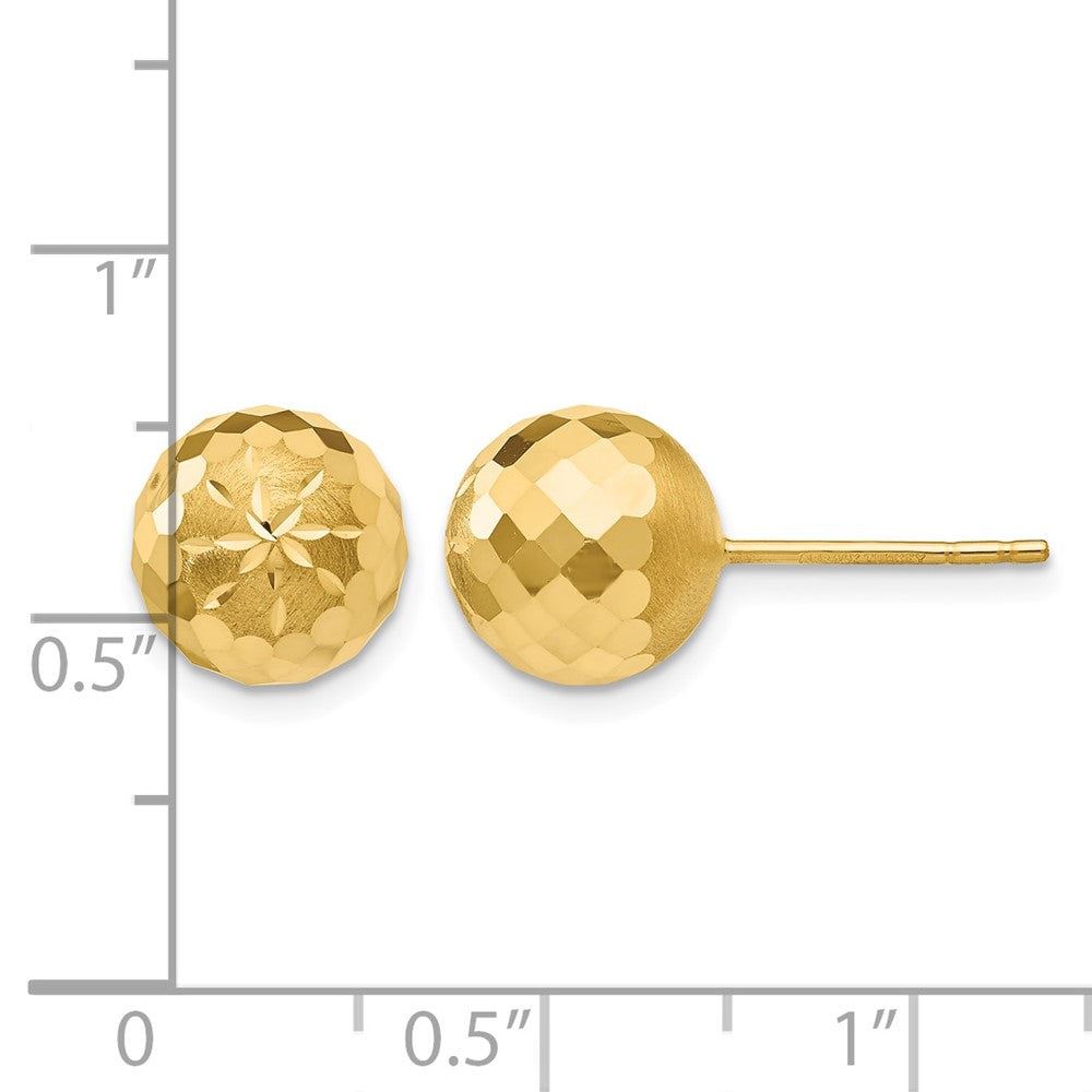 14k 9mm Diamond-cut Mirror Ball Post Earrings
