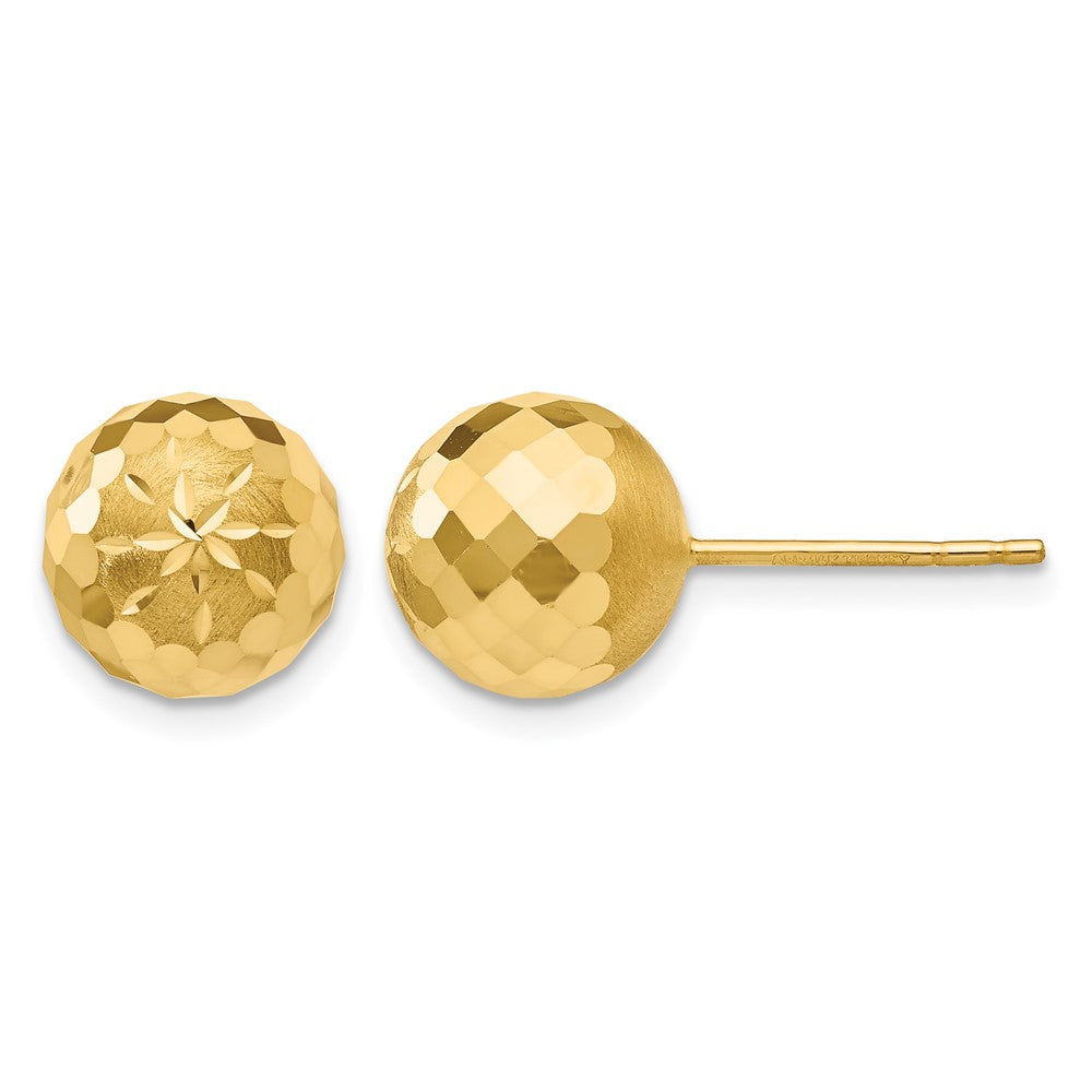 14k 9mm Diamond-cut Mirror Ball Post Earrings