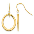14k Polished Tapered Flat Oval Dangle Earrings
