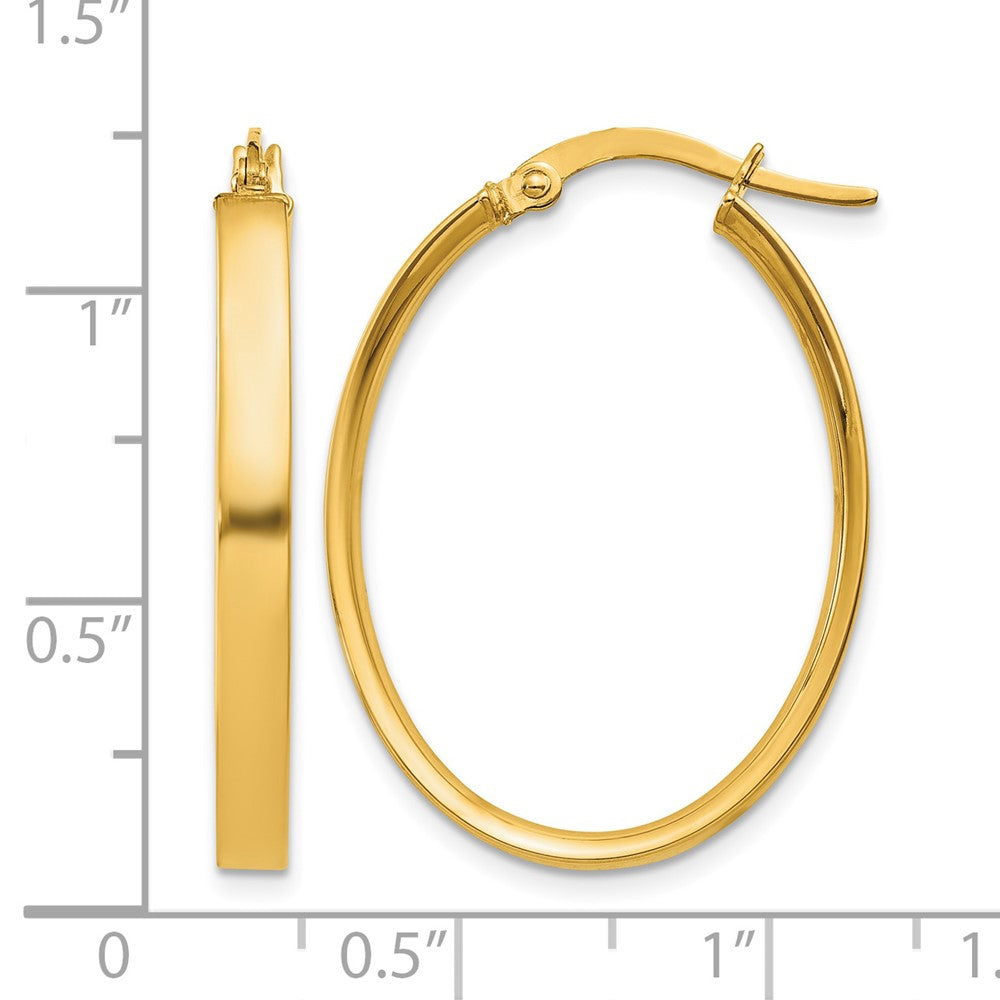 14k 3mm Oval Hoop Earrings