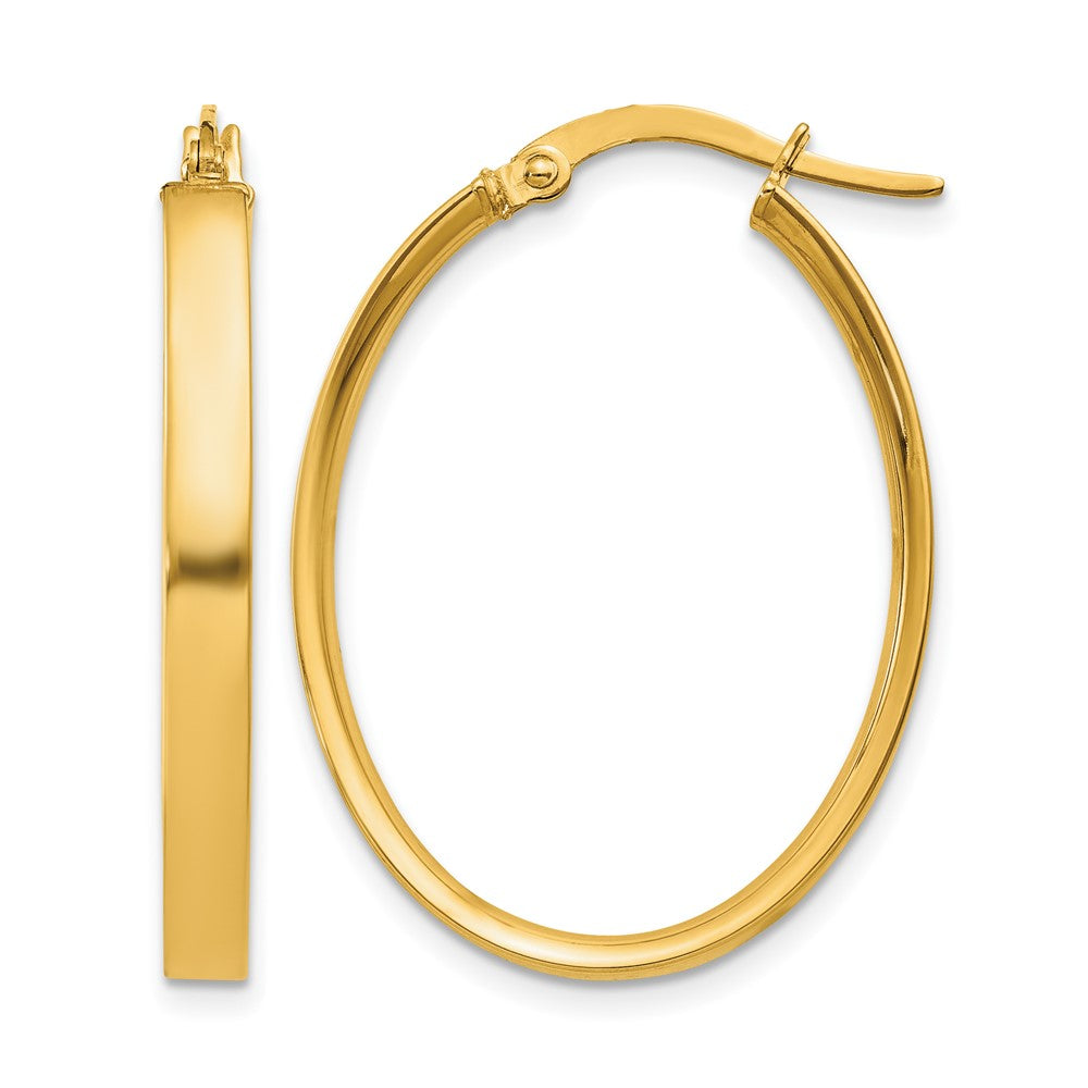 14k 3mm Oval Hoop Earrings