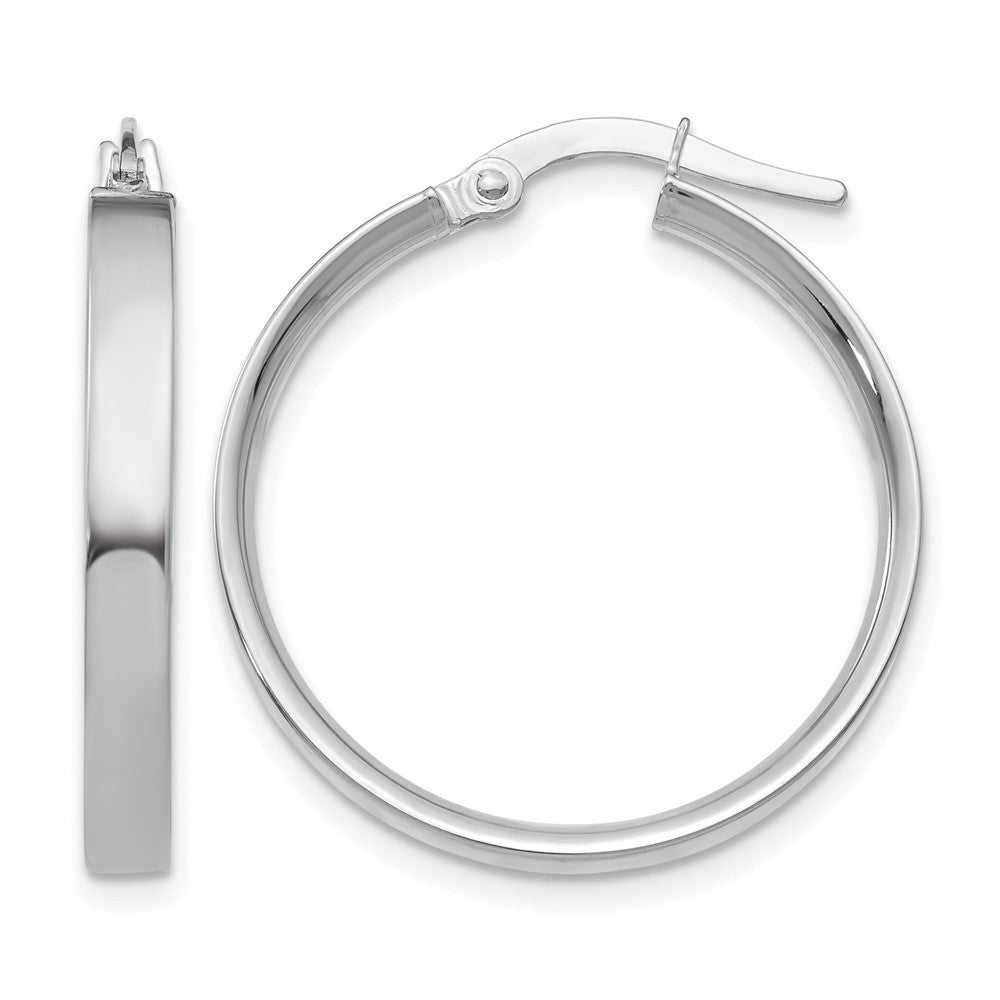 14K White Gold 3mm Medium Hoop Earrings