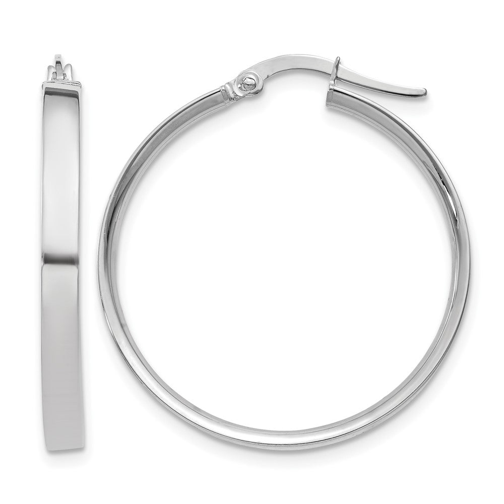 14K White Gold 3mm Large Hoop Earrings