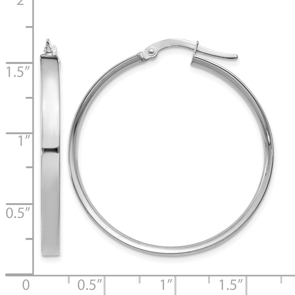 14K White Gold 3mm XL Hoop Earrings