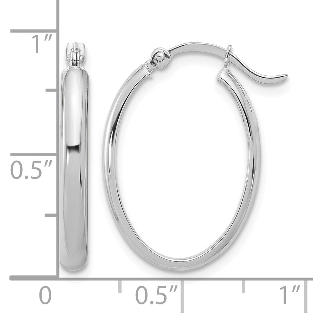 14k White Gold Oval Hoop Earrings