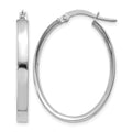 14K White Gold 3mm Oval Hoop Earrings
