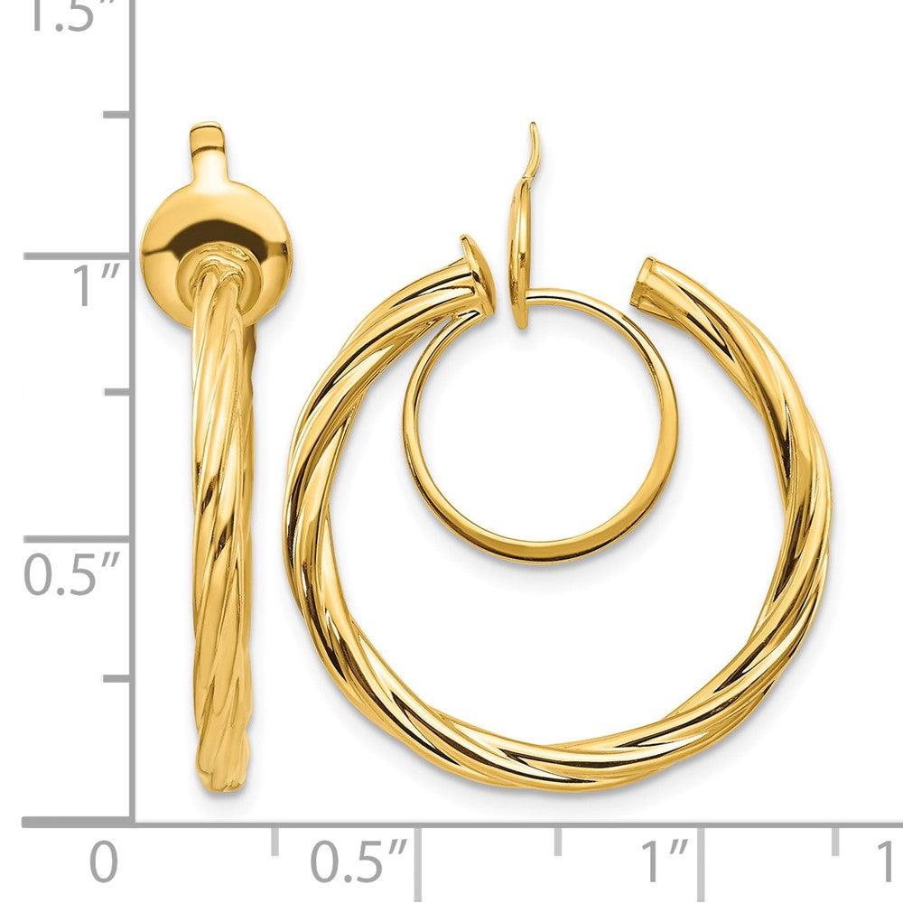 14K Twisted Non-pierced Hoop Earrings