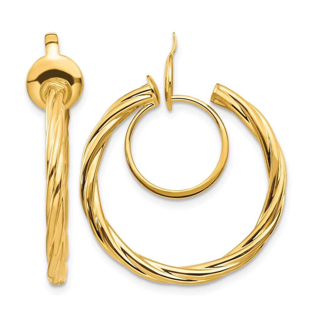 14K Twisted Non-pierced Hoop Earrings