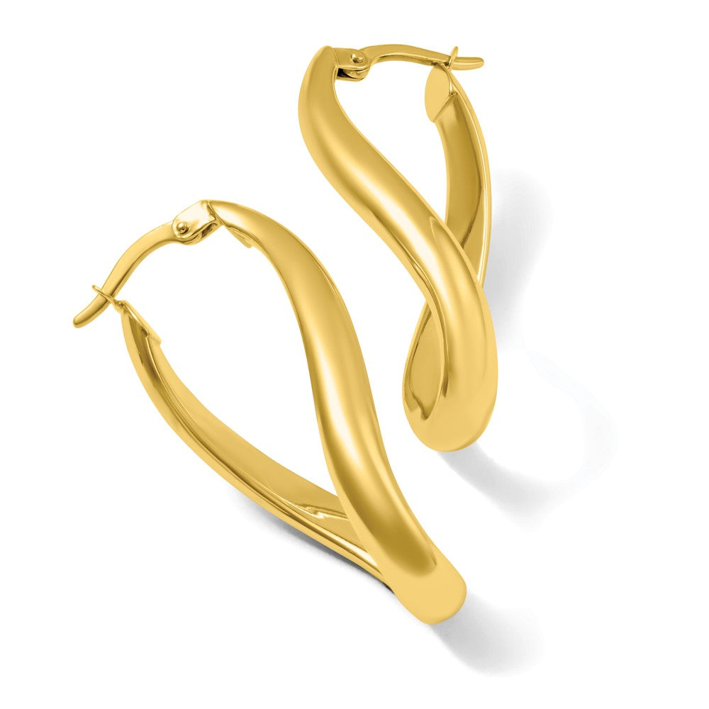 14k 3mm Twisted Oval Hoop Earrings