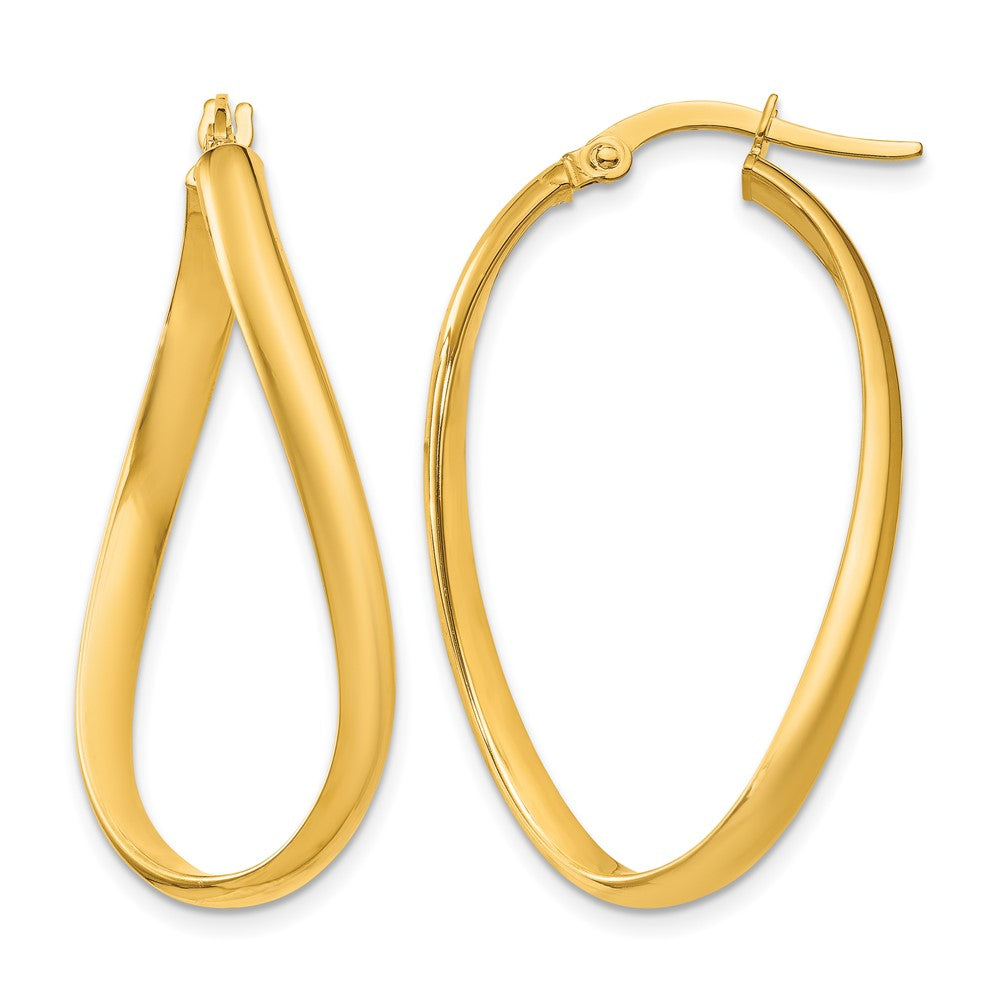 14k 3mm Twisted Oval Hoop Earrings