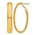14k 5.75mm Oval Omega Back Hoop Earrings