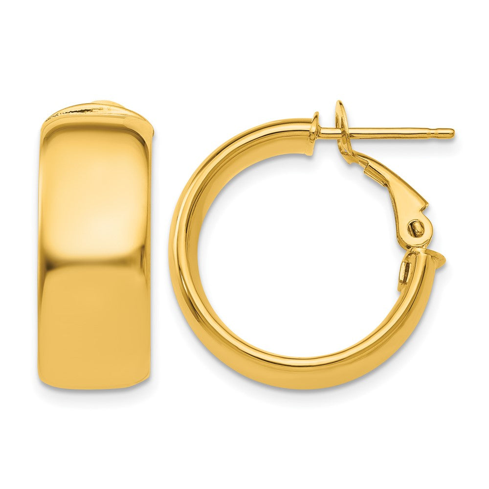 14k 7.75mm Small Omega Back Hoop Earrings