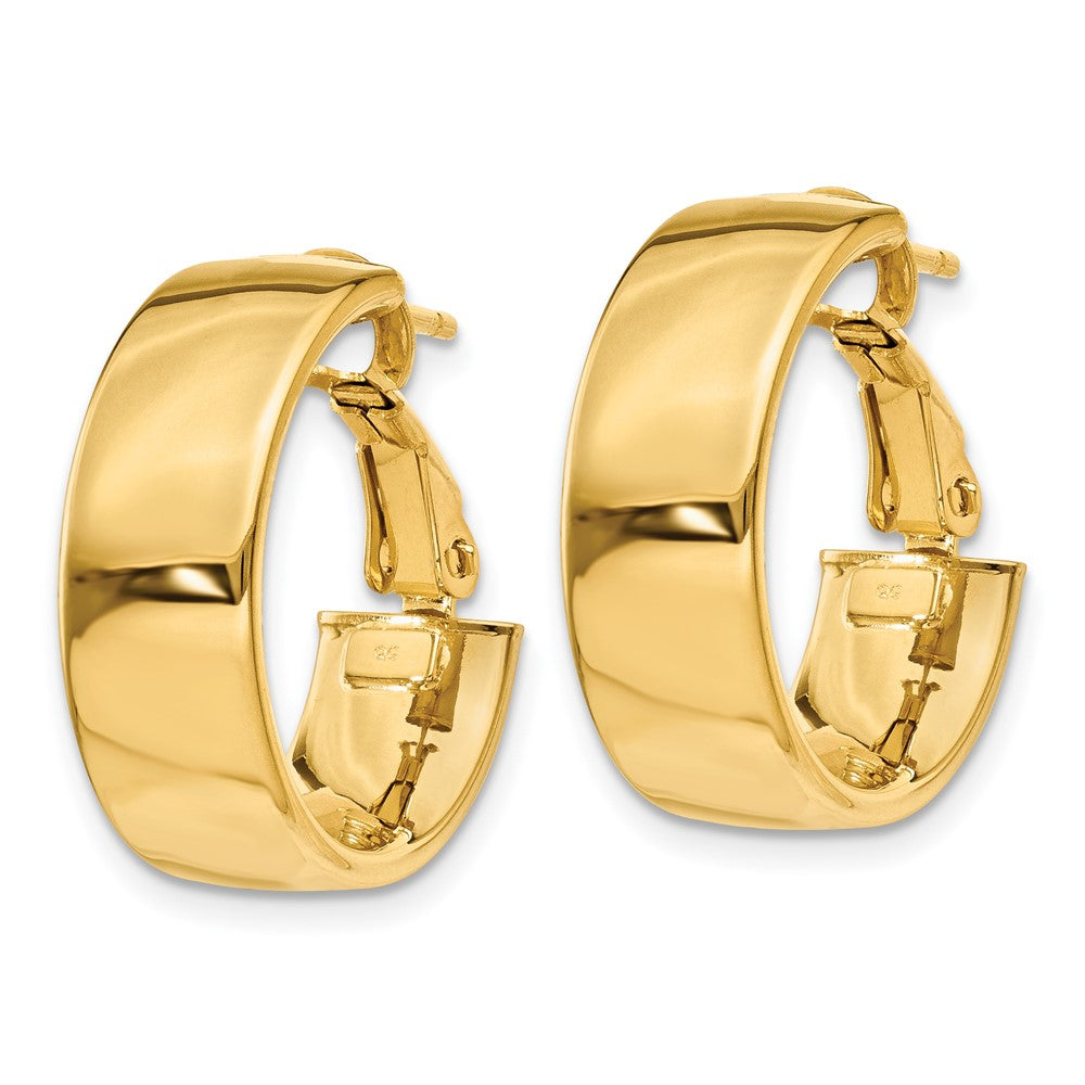14k Polished 6.75mm Omega Back Hoop Earrings