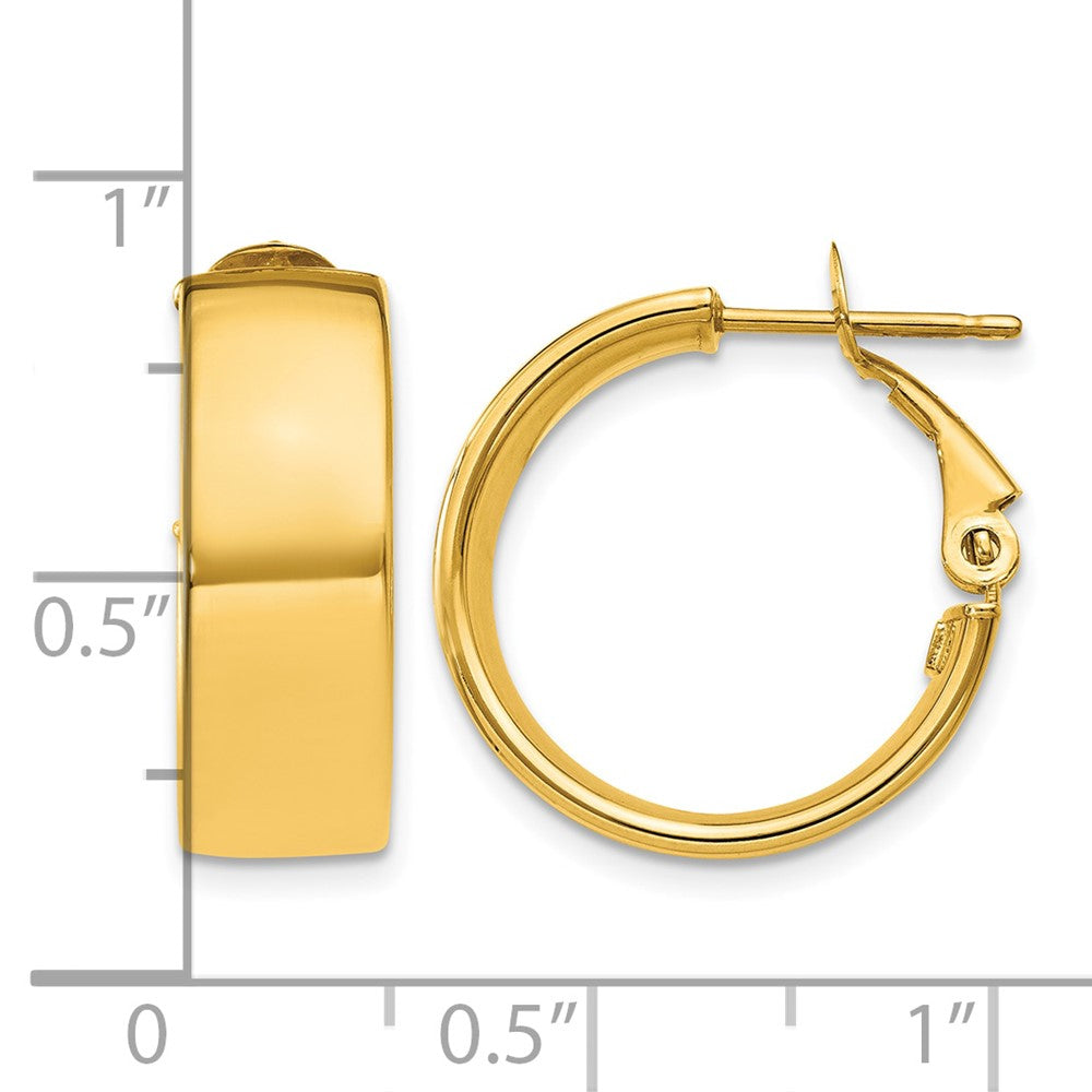 14k Polished 6.75mm Omega Back Hoop Earrings
