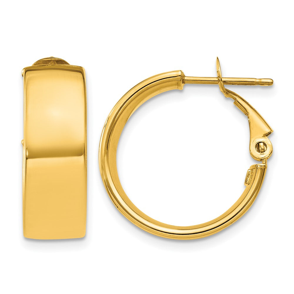 14k Polished 6.75mm Omega Back Hoop Earrings