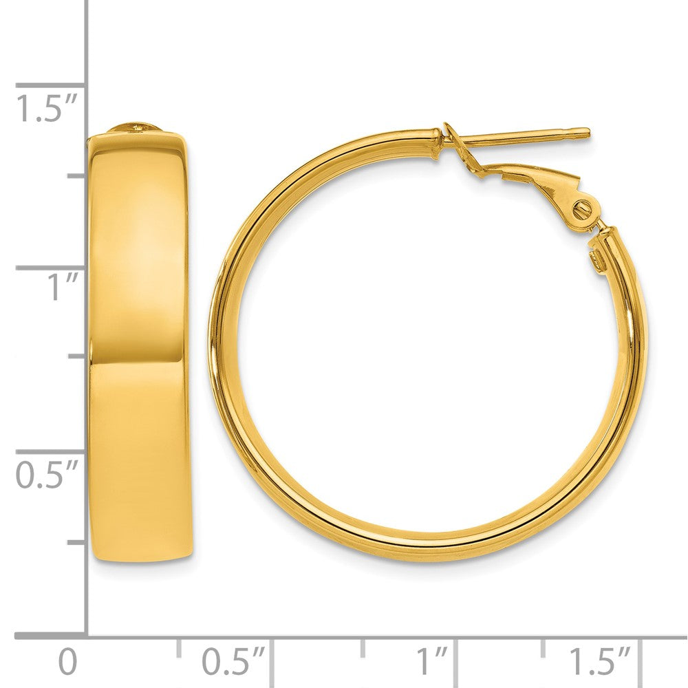 14k 6.75mm Large Omega Back Hoop Earrings