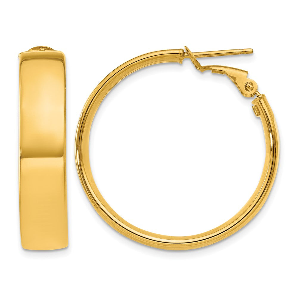 14k 6.75mm Large Omega Back Hoop Earrings