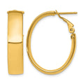 14k 6.75mm Oval Omega Back Hoop Earrings