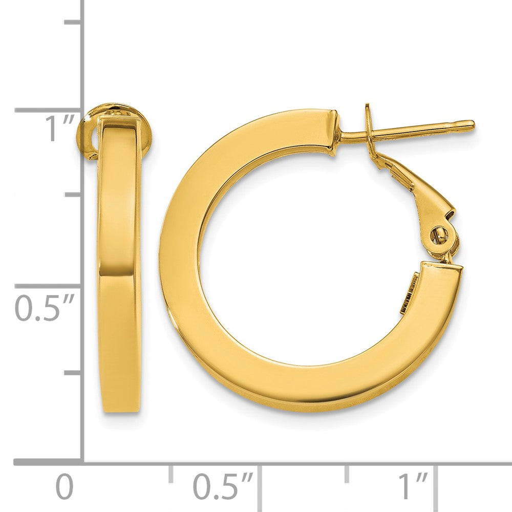 14k 3mm Square Tube Round Hoop Earrings