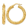 14k 5mm Satin & Polished Twisted Hoop Earrings