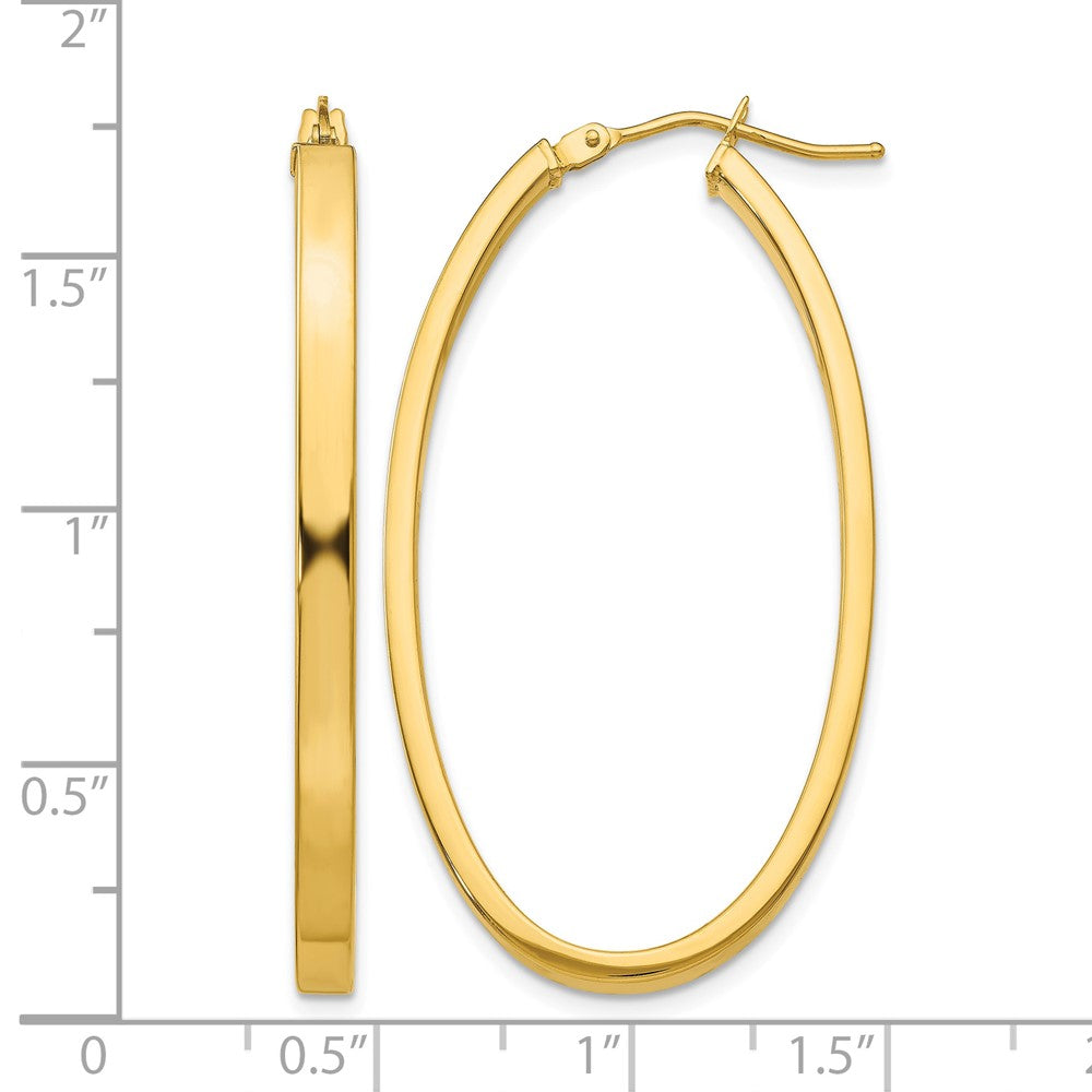14ky 3mm Polished Oval Hoop Earrings