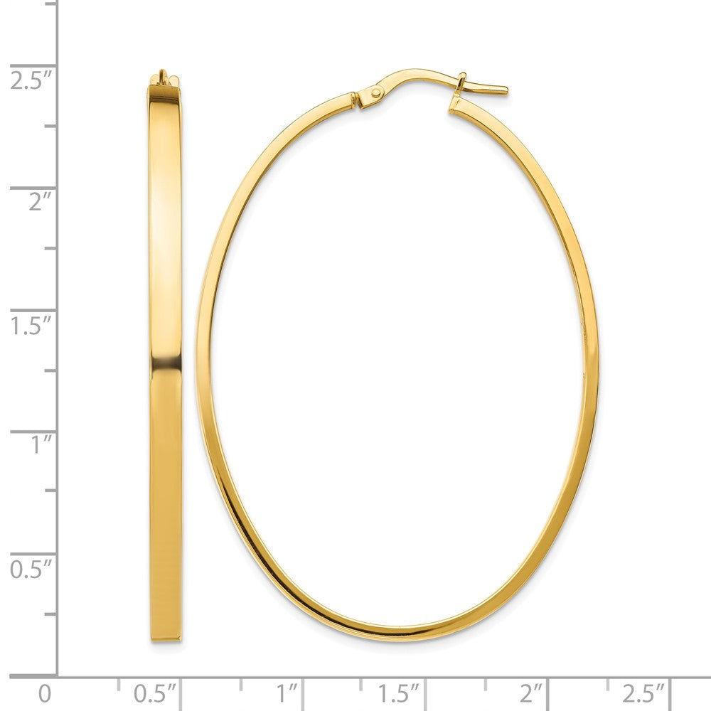 14ky 3mm Polished Large Oval Hoop Earrings
