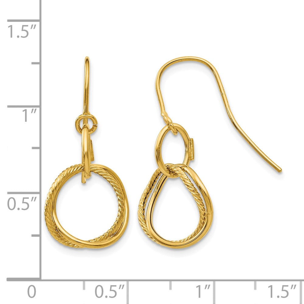 14K Small Twisted Circle Shepherd Hook Earrings