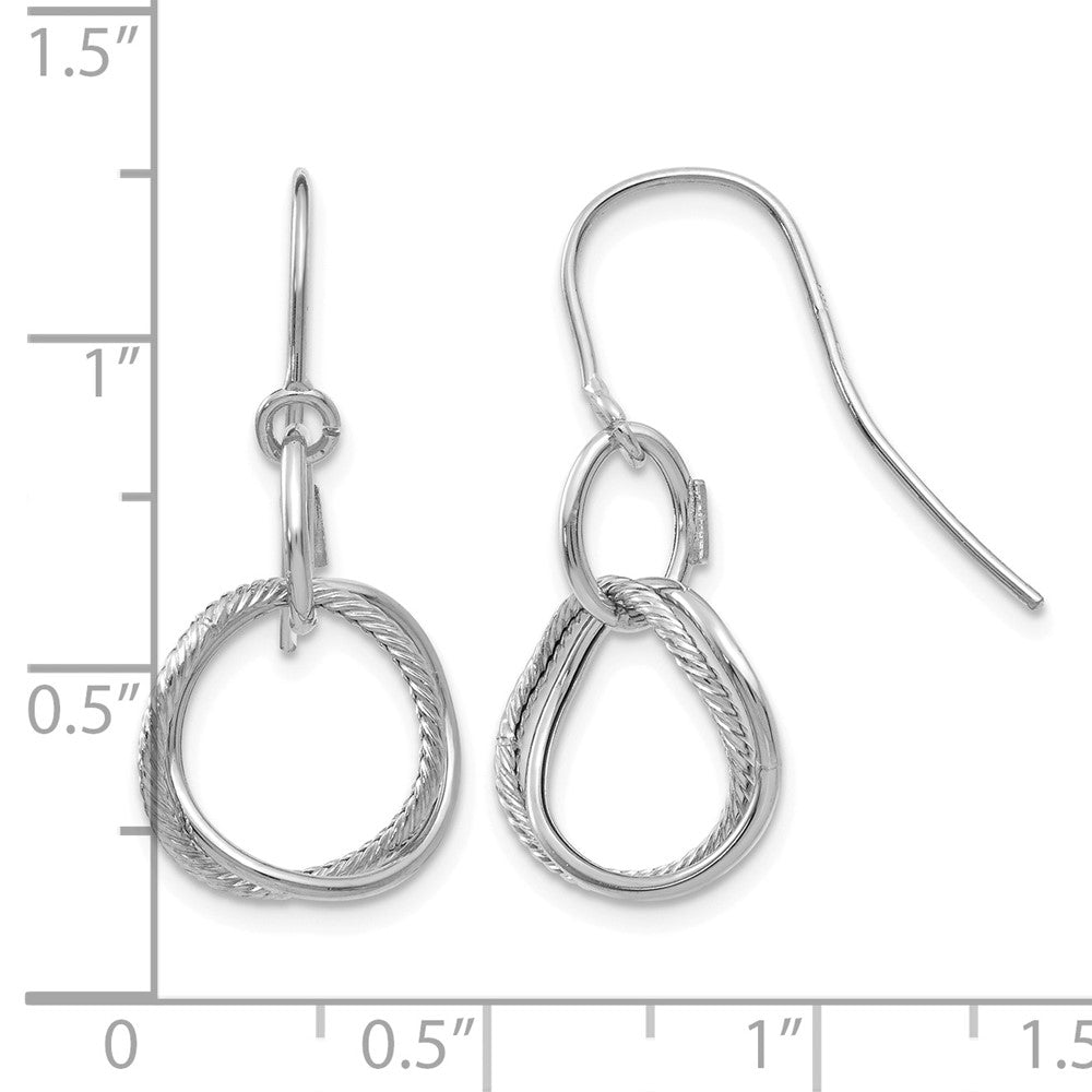 14K White Gold Small Twisted Circle Shepherd Hook Earrings