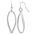 14K White Gold Textured Twisted Dangle Shepherd Hook Earrings