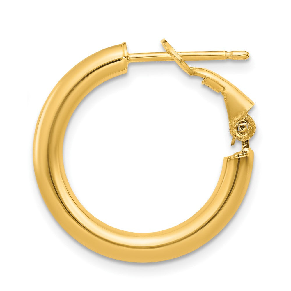 Single 14k 3x22mm Polished Round Omega Back Hoop Earring