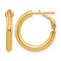 14k 3x22mm Polished Round Omega Back Hoop Earrings
