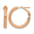 14k Rose Gold 3x22mm Polished Round Omega Back Hoop Earrings