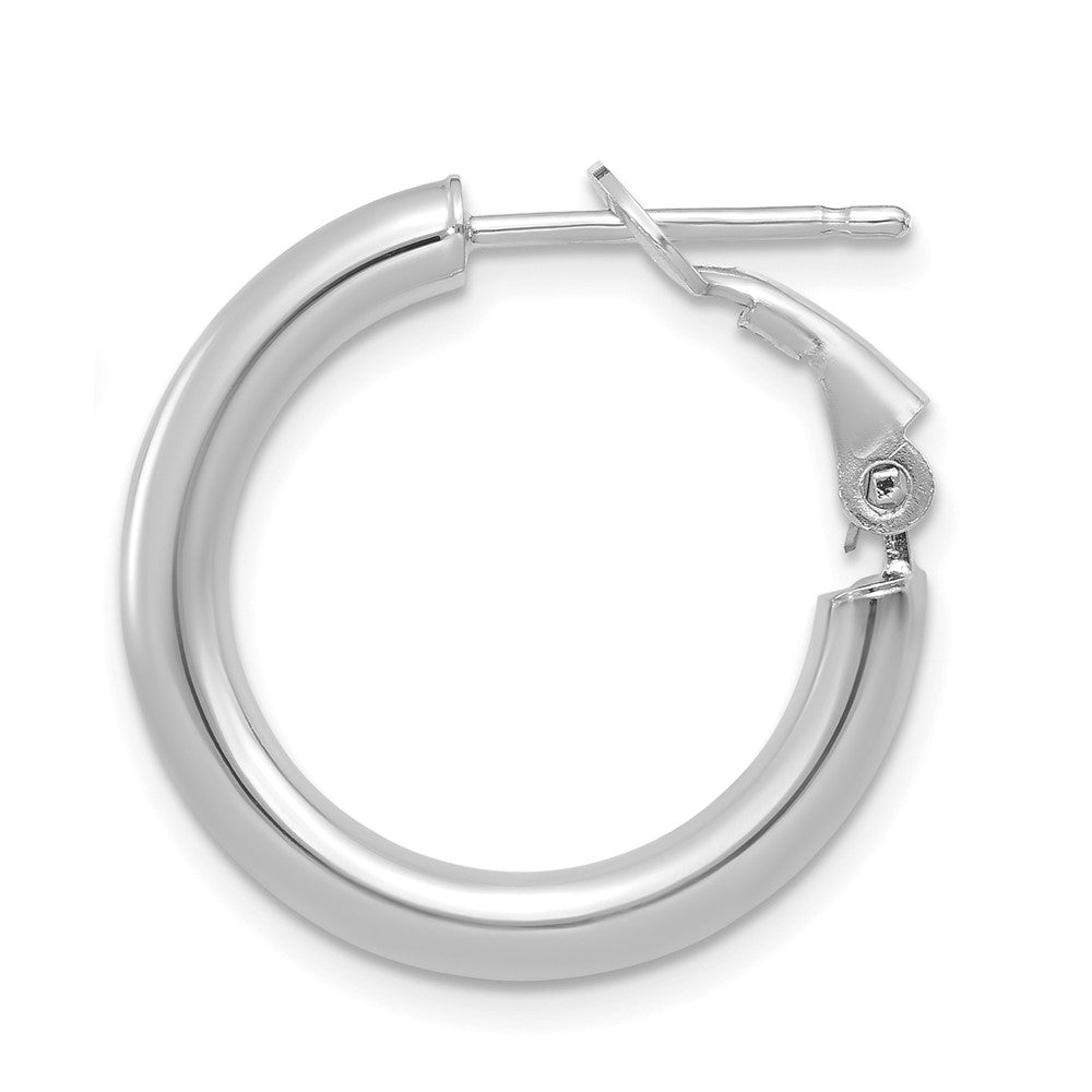 Single 14k White Gold 3x22mm Polished Round Omega Back Hoop Earring