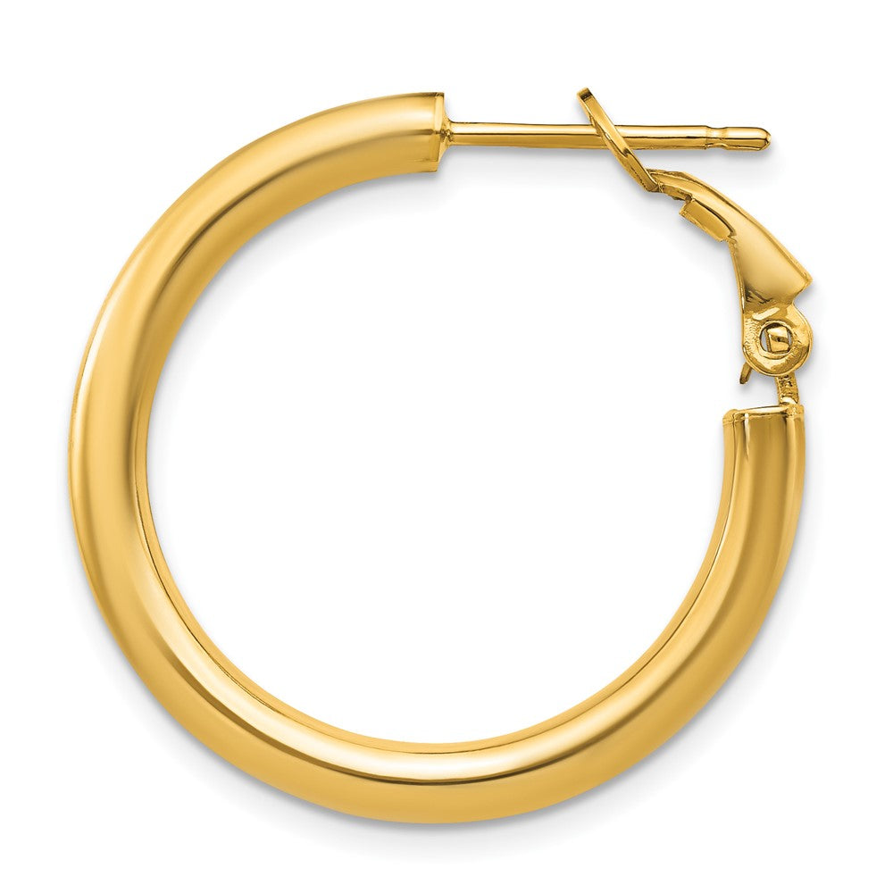 Single 14k 3x25mm Polished Round Omega Back Hoop Earring