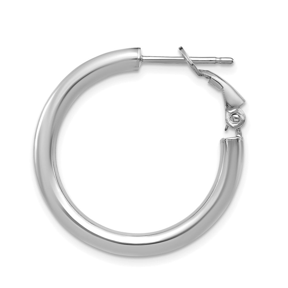 Single 14k White Gold 3x25mm Polished Round Omega Back Hoop Earring
